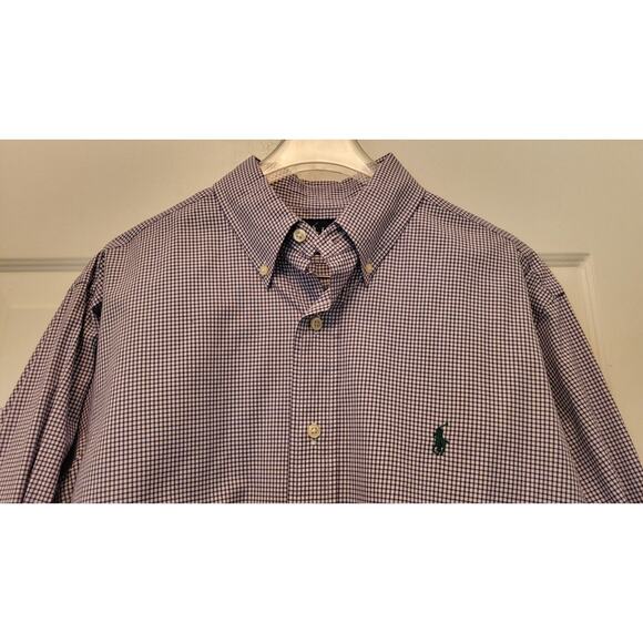 Ralph Lauren Men’s Classic Fit Purple Gingham Long Sleeve Shirt Size 16 34/35 - Picture 3 of 12
